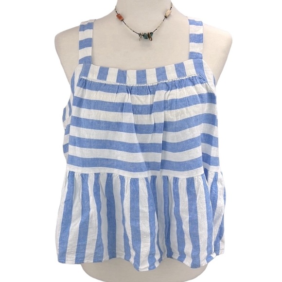 Loft Striped Swing Blouse Blue - Picture 2 of 5